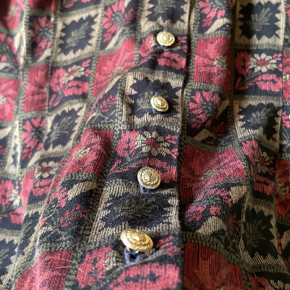Vintage Doncaster patchwork botanical printed long sleeve button down blouse - Picture 3 of 6